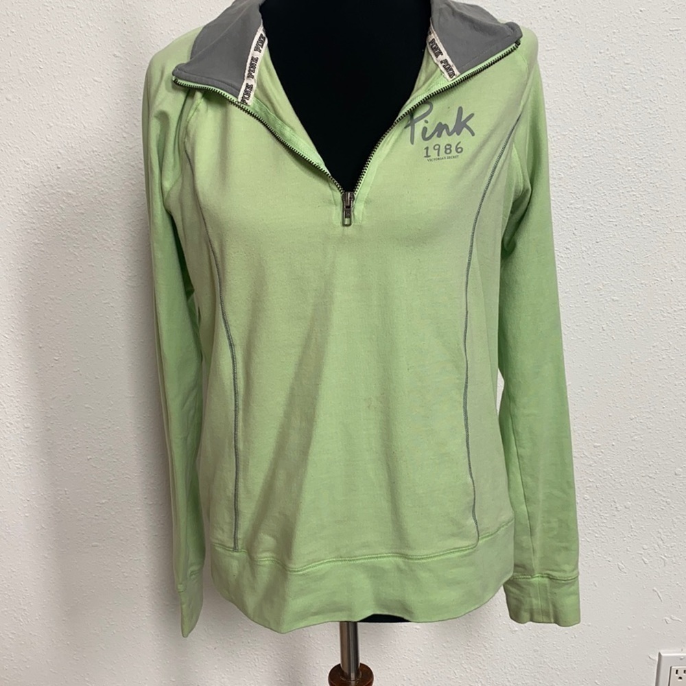 Lime green Pink Yoga Athletic pullover half zip Large workout exercise jacket